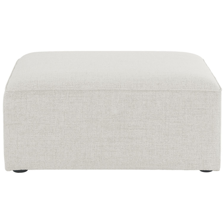 Cube Cream Linen Modular Ottoman with Latches