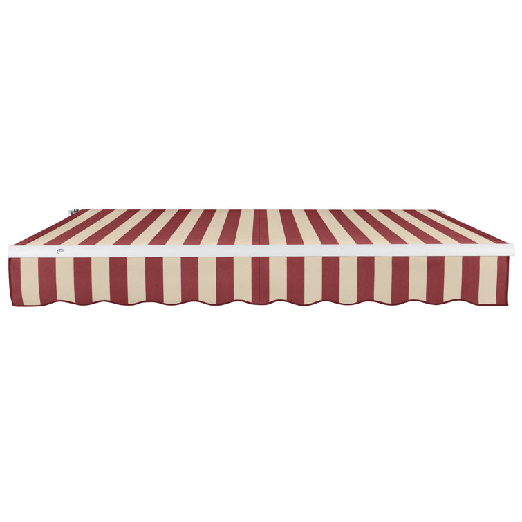 Cream Fabric Retractable Patio Awning with Aluminum Frame