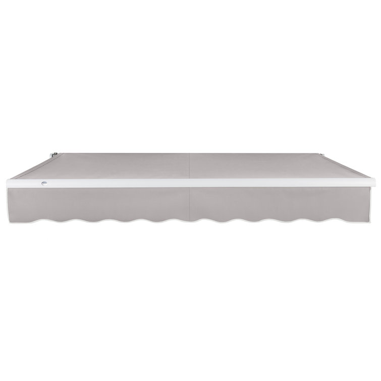 Cream Fabric Retractable Patio Awning with Aluminum Frame