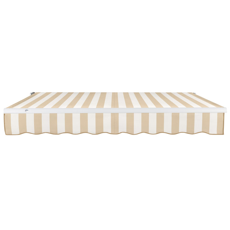Cream Fabric Retractable Patio Awning with Aluminum Frame