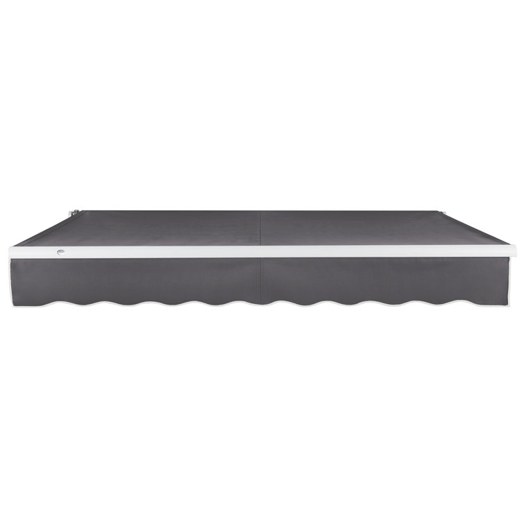 Cream Fabric Retractable Patio Awning with Aluminum Frame