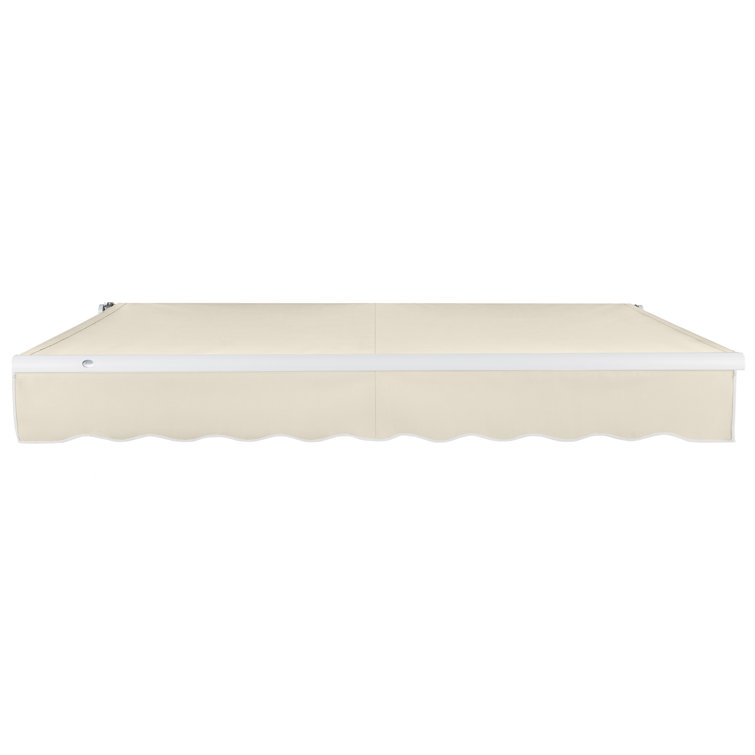 Cream Fabric Retractable Patio Awning with Aluminum Frame