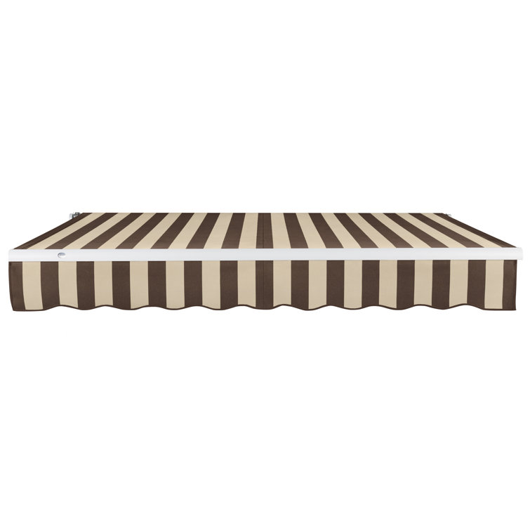 Cream Fabric Retractable Patio Awning with Aluminum Frame