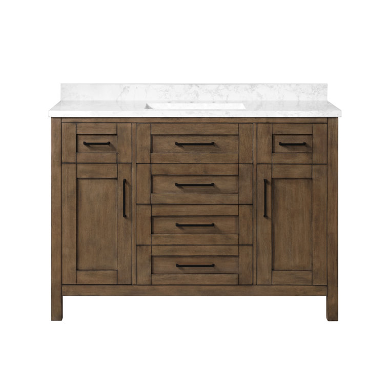 Almond Latte 48" Single Sink Bathroom Vanity with White Marble Top
