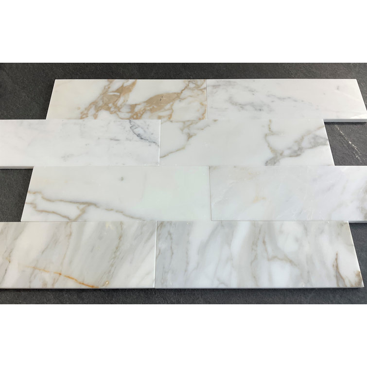Calacatta Gold Polished Marble Subway Shower Tiles