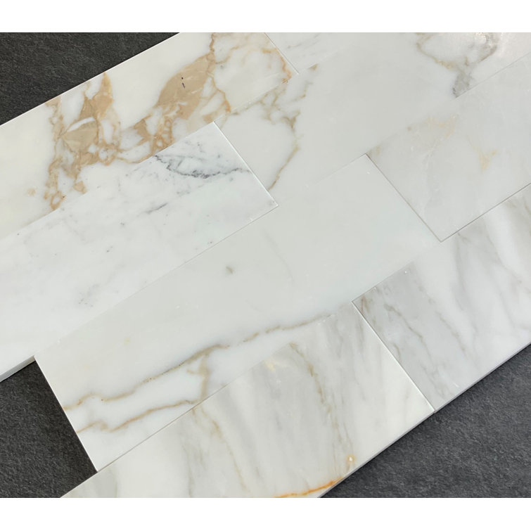Calacatta Gold Polished Marble Subway Shower Tiles