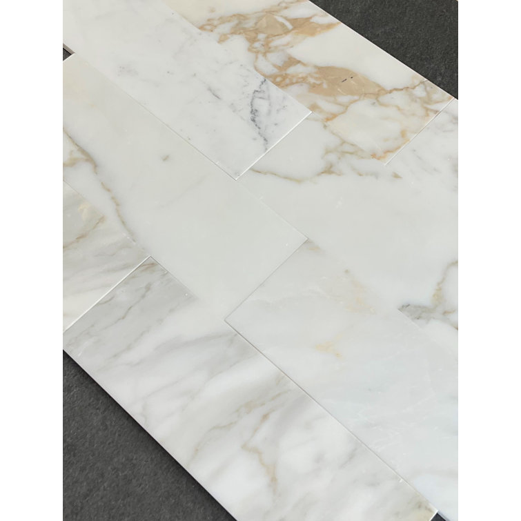Calacatta Gold Polished Marble Subway Shower Tiles