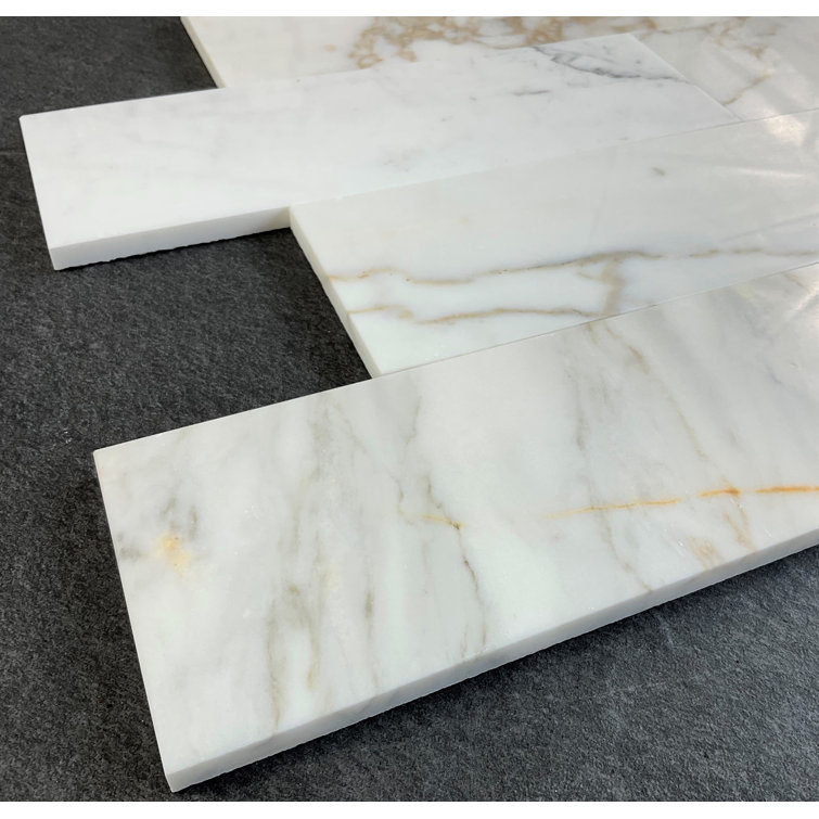 Calacatta Gold Polished Marble Subway Shower Tiles