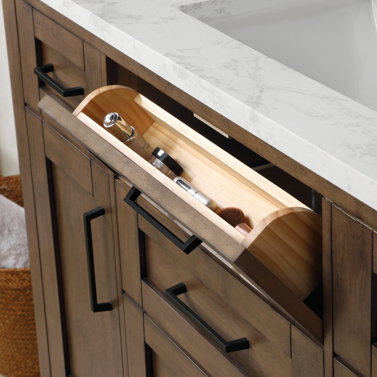 Almond Latte 48" Single Sink Bathroom Vanity with White Marble Top
