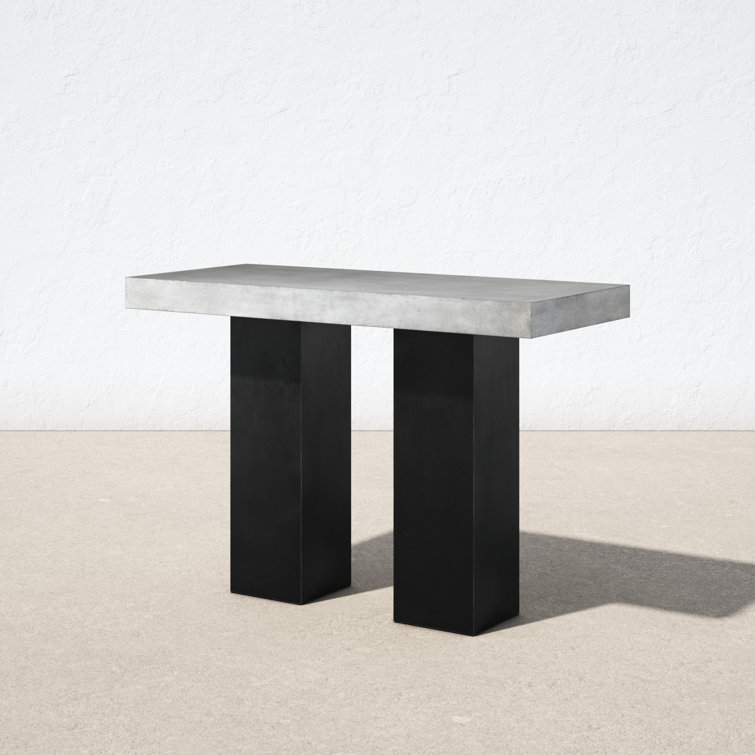 Gray Concrete Rectangular Outdoor Bar Table