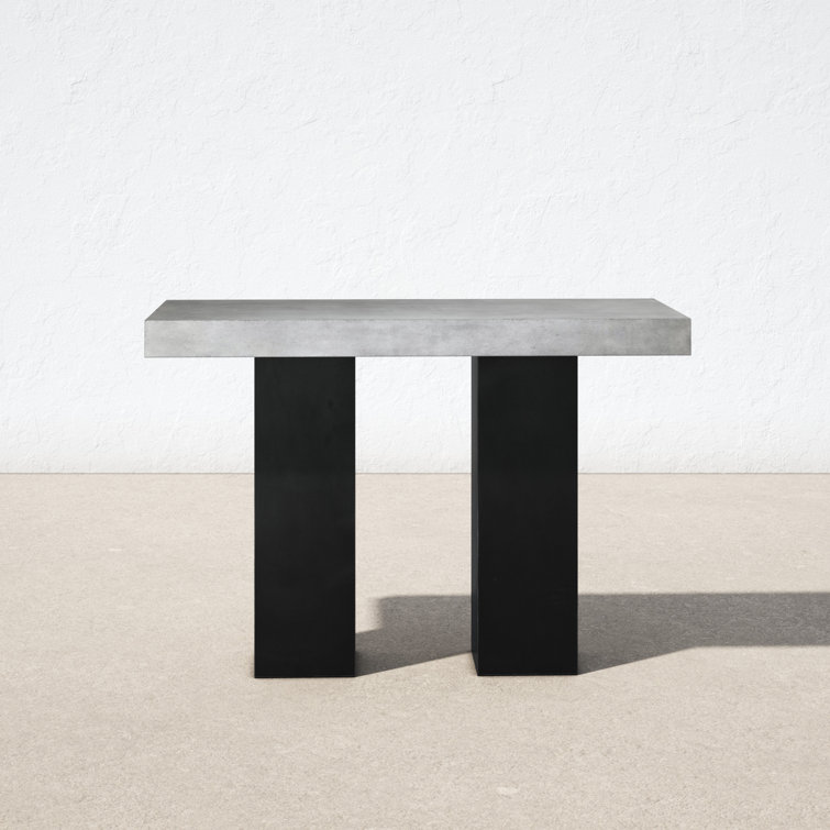 Gray Concrete Rectangular Outdoor Bar Table