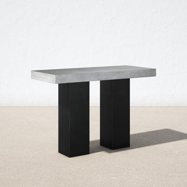 Gray Concrete Rectangular Outdoor Bar Table