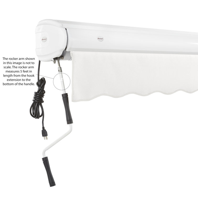 Off-White Acrylic Motorized Retractable Patio Awning with Steel Frame