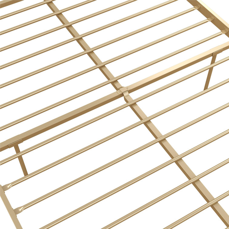 Giulia Gold Queen Metal Platform Bed with Vertical Slat Headboard