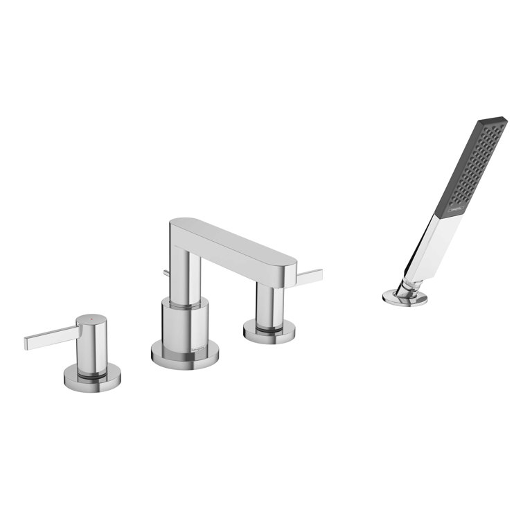 Modern Chrome Brass 4-Hole Deck Mounted Tub Faucet Set