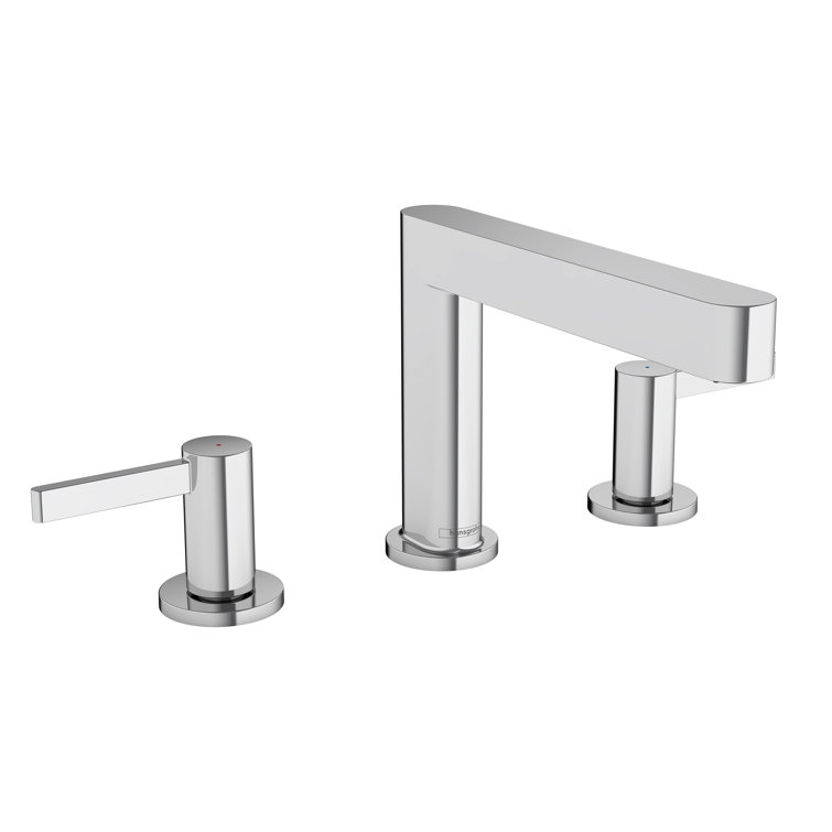 Modern Black Brass Widespread Faucet with Chrome Accents