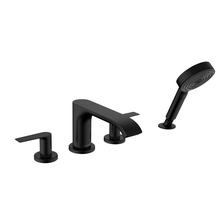 Matte Black Brass Modern Widespread Deck Mounted Faucet Set