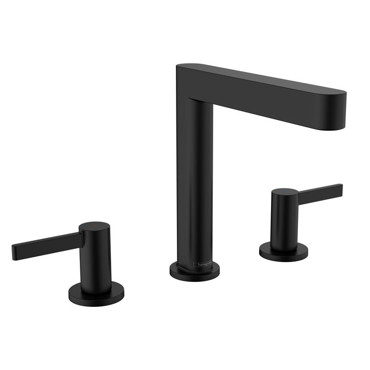 Matte Black Modern Brass Widespread Bathroom Faucet