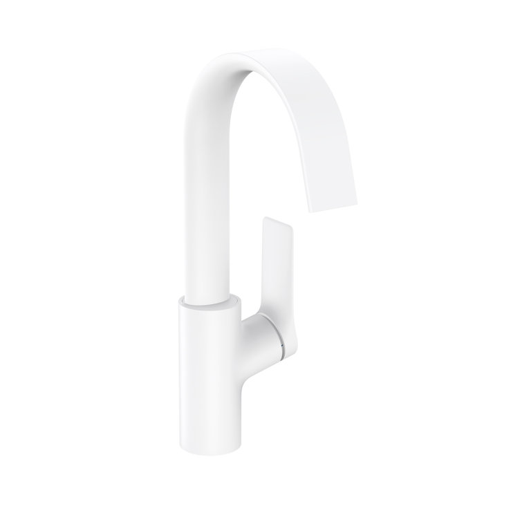 Matte White Modern Single-Hole Brass Bathroom Faucet