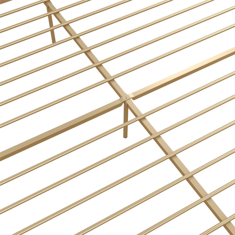 Giulia Gold Queen Metal Platform Bed with Vertical Slat Headboard