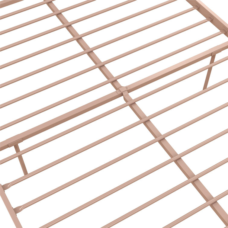 Giulia Gold Queen Metal Platform Bed with Vertical Slat Headboard