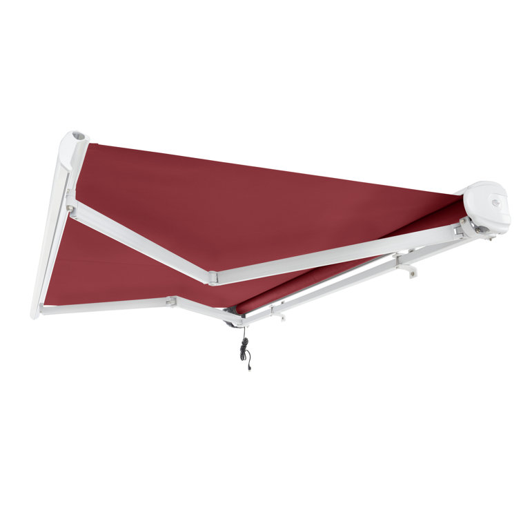 Burgundy 8' Woven Acrylic Retractable Awning with Aluminum Frame