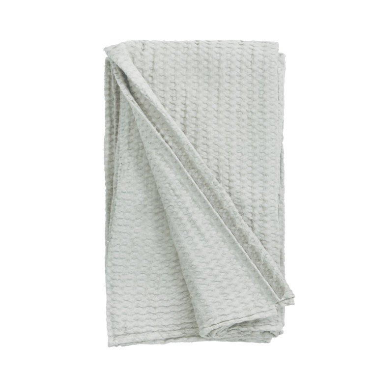 Zuma Queen-Sized Cream Cotton Waffle Weave Blanket