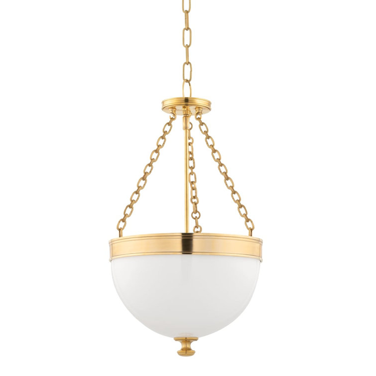 Barrington Aged Brass 3-Light Pendant with Opal Glass Bowl