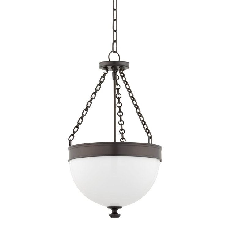 Historic Bronze 3-Light Pendant with Opal Glass Shade