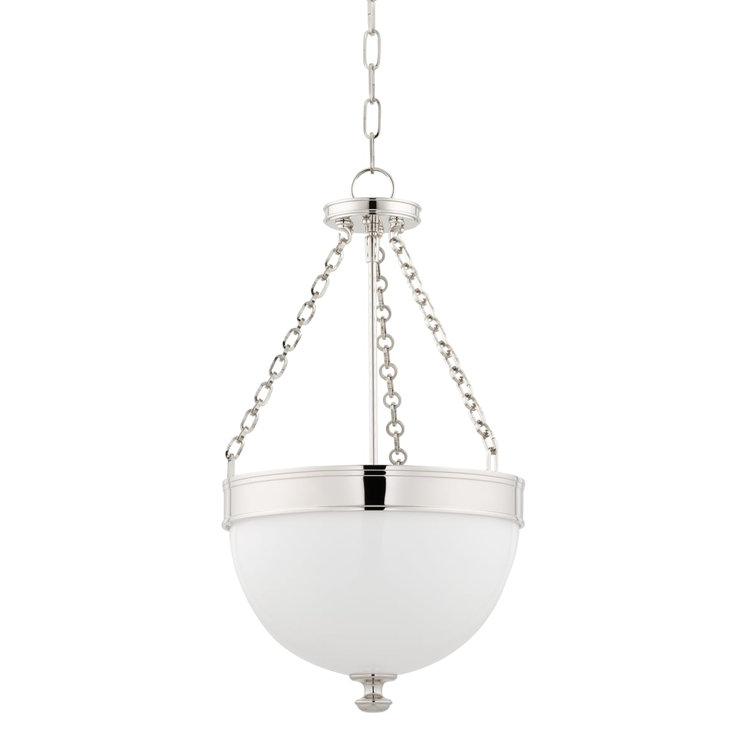 Barrington Polished Nickel 3-Light Pendant with Opal Glass Shade