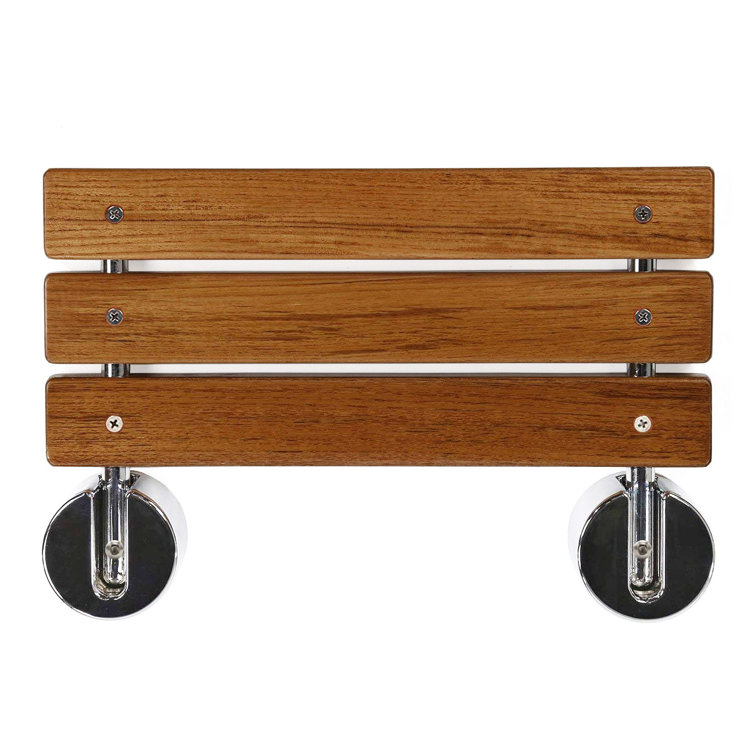 20" Teak Wood Folding Wall Mounted Shower Seat with Stainless Steel Hardware