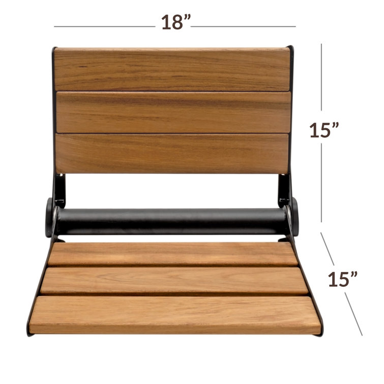 18" ADA Compliant Folding Teak Wood Shower Bench Seat
