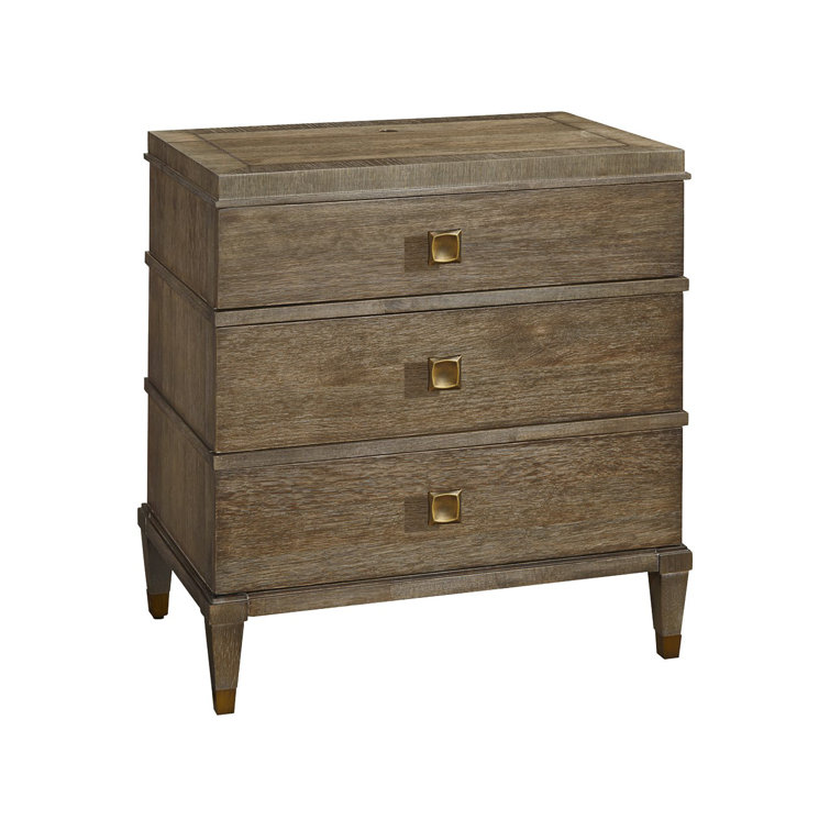 Transitional 3-Drawer Brown Nightstand with Sleek Design