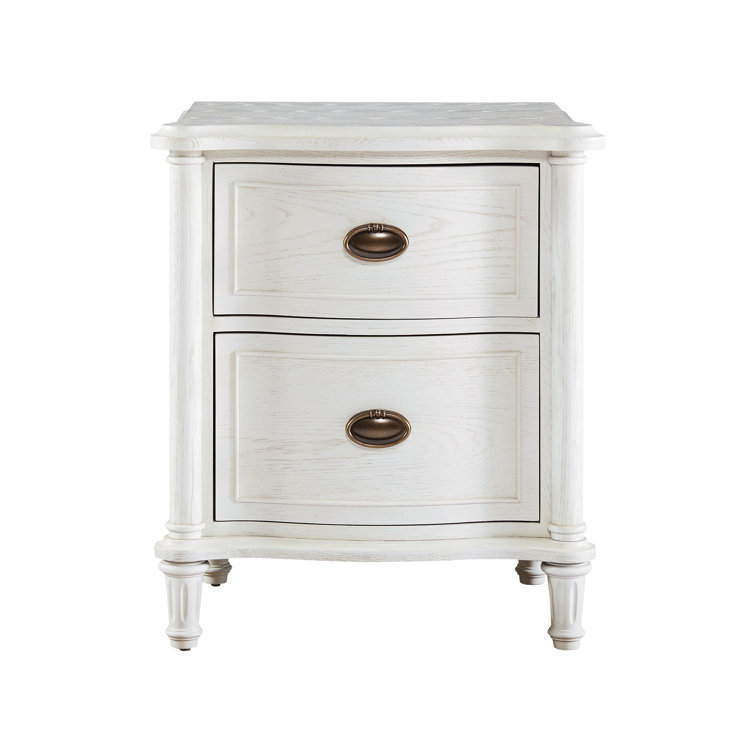 Eloise White Oak 2-Drawer Nightstand with Iron Ring Handles