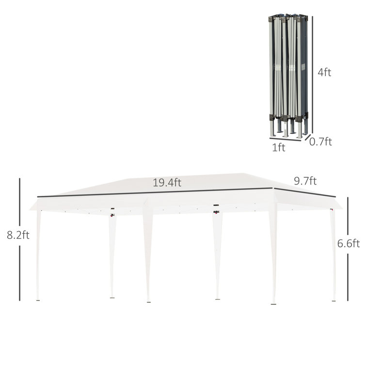 19 Ft. White Steel UV Resistant Pop-Up Canopy Tent