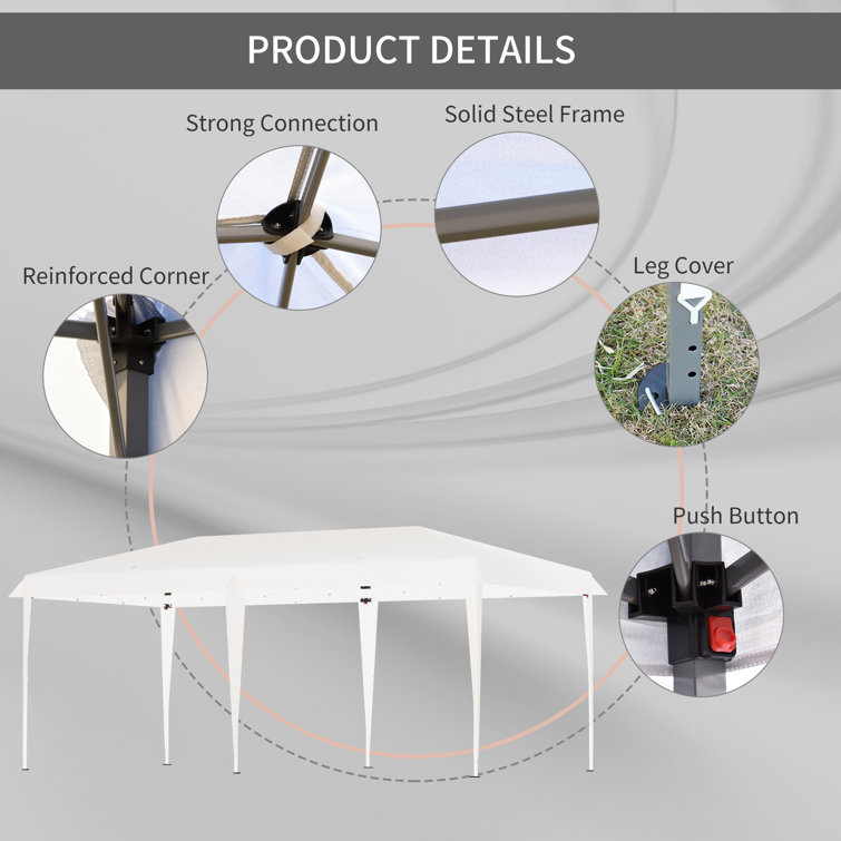 19 Ft. White Steel UV Resistant Pop-Up Canopy Tent