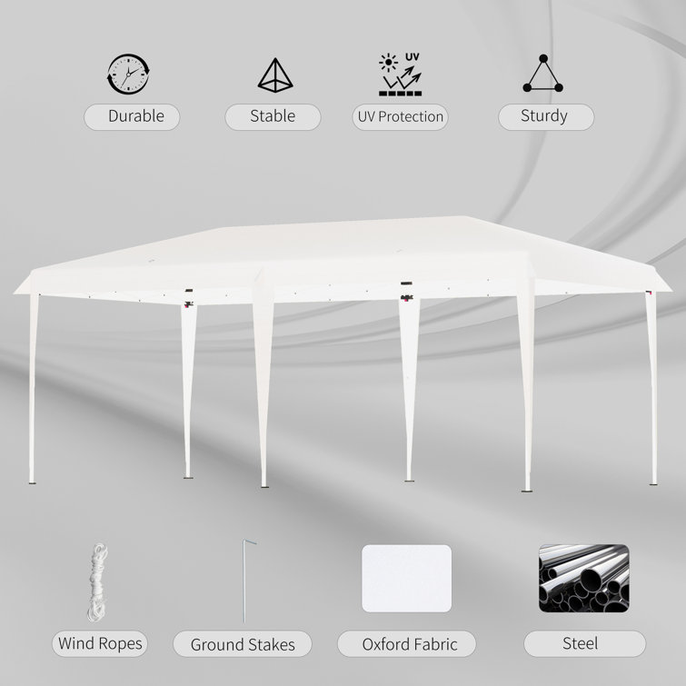 19 Ft. White Steel UV Resistant Pop-Up Canopy Tent