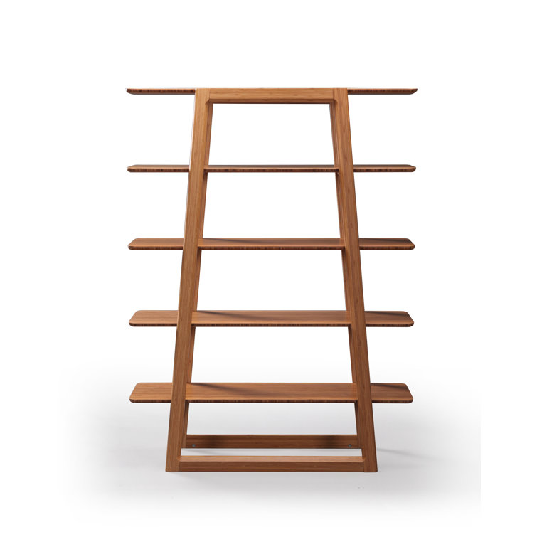 Currant Caramelized Solid Bamboo 5-Tier Bookshelf