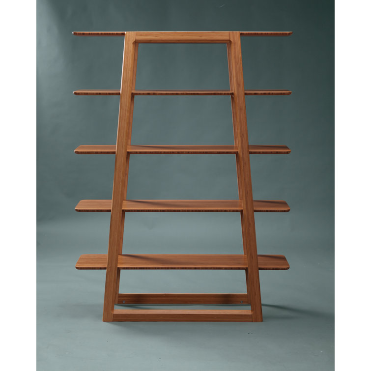 Currant Caramelized Solid Bamboo 5-Tier Bookshelf