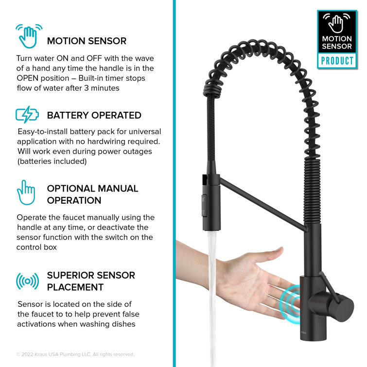 Matte Black Touchless Pull-Down Kitchen Faucet with Spray