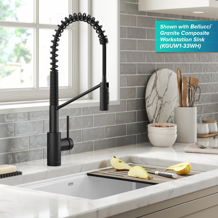 Matte Black Touchless Pull-Down Kitchen Faucet with Spray