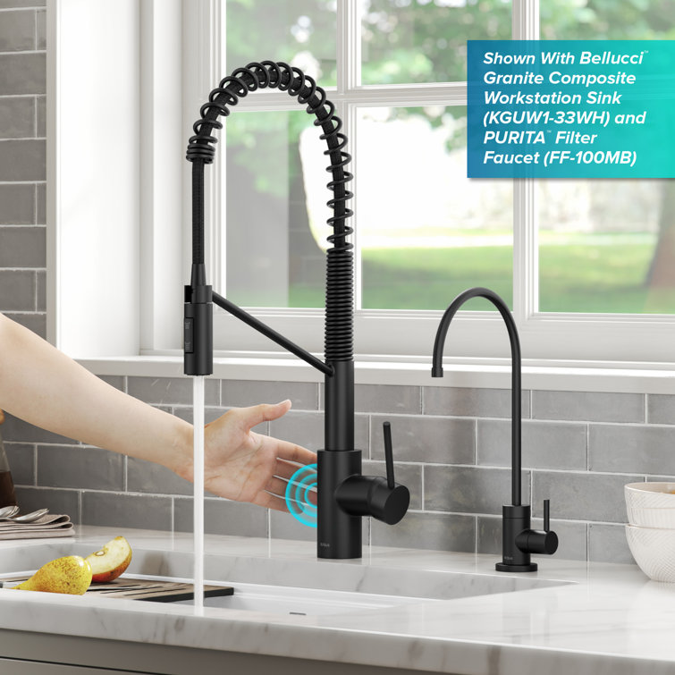 Matte Black Touchless Pull-Down Kitchen Faucet with Spray