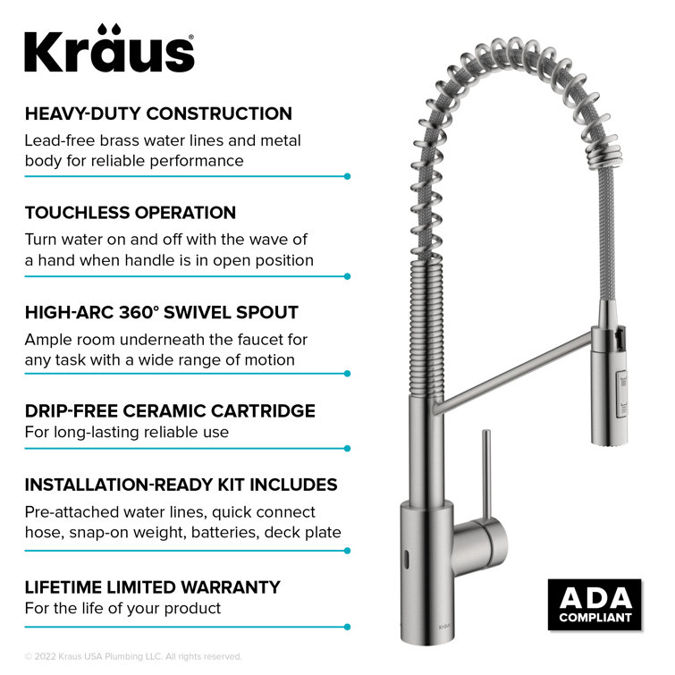 Stainless Steel Touchless Sensor Commercial Pull-Down Kitchen Faucet