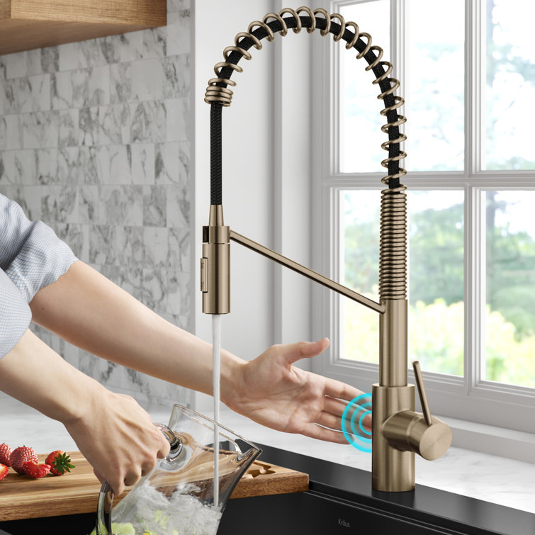 Antique Bronze Touchless Pull-Down Kitchen Faucet with Spray