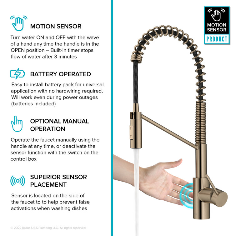 Antique Bronze Touchless Pull-Down Kitchen Faucet with Spray