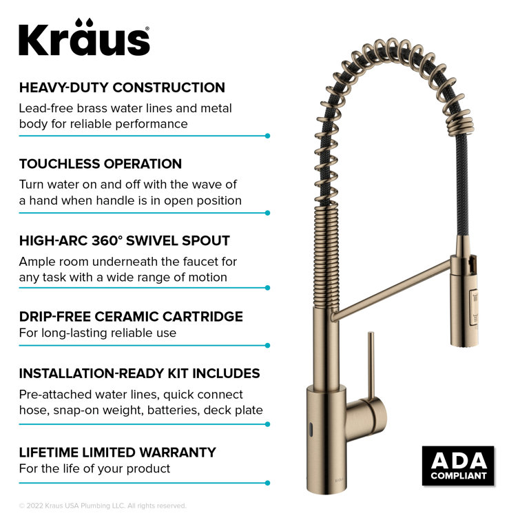 Antique Bronze Touchless Pull-Down Kitchen Faucet with Spray