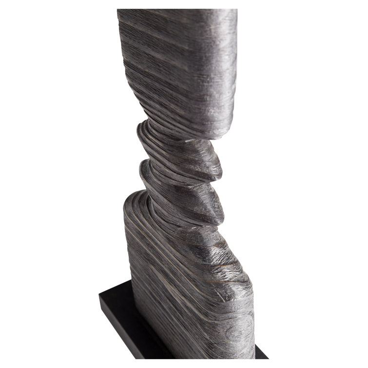 Cyan Dark Square Wood Sculpture - 16.5" Black