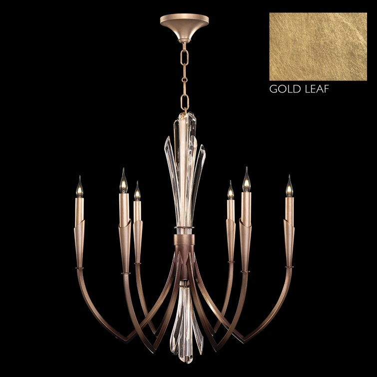 Trevi Gold Leaf 6-Light Chandelier with Hand Carved Crystals