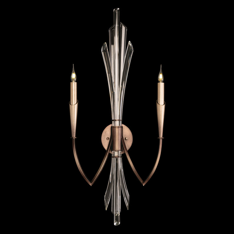 Trevi Elegance Bronze 2-Light Wall Sconce with Hand Carved Crystals