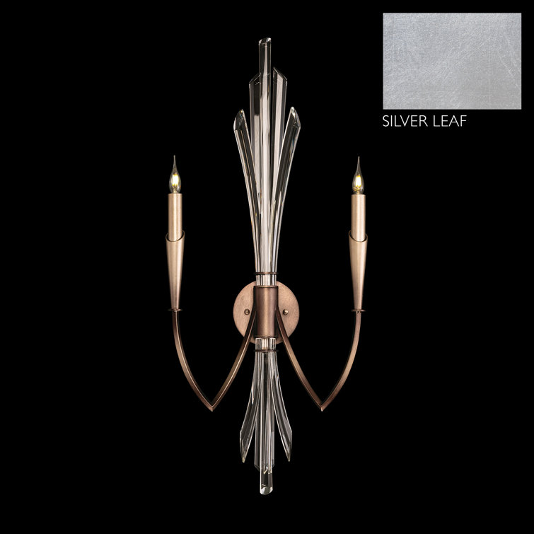 Trevi Silver Leaf 2-Light Porcelain Crystal Wall Sconce